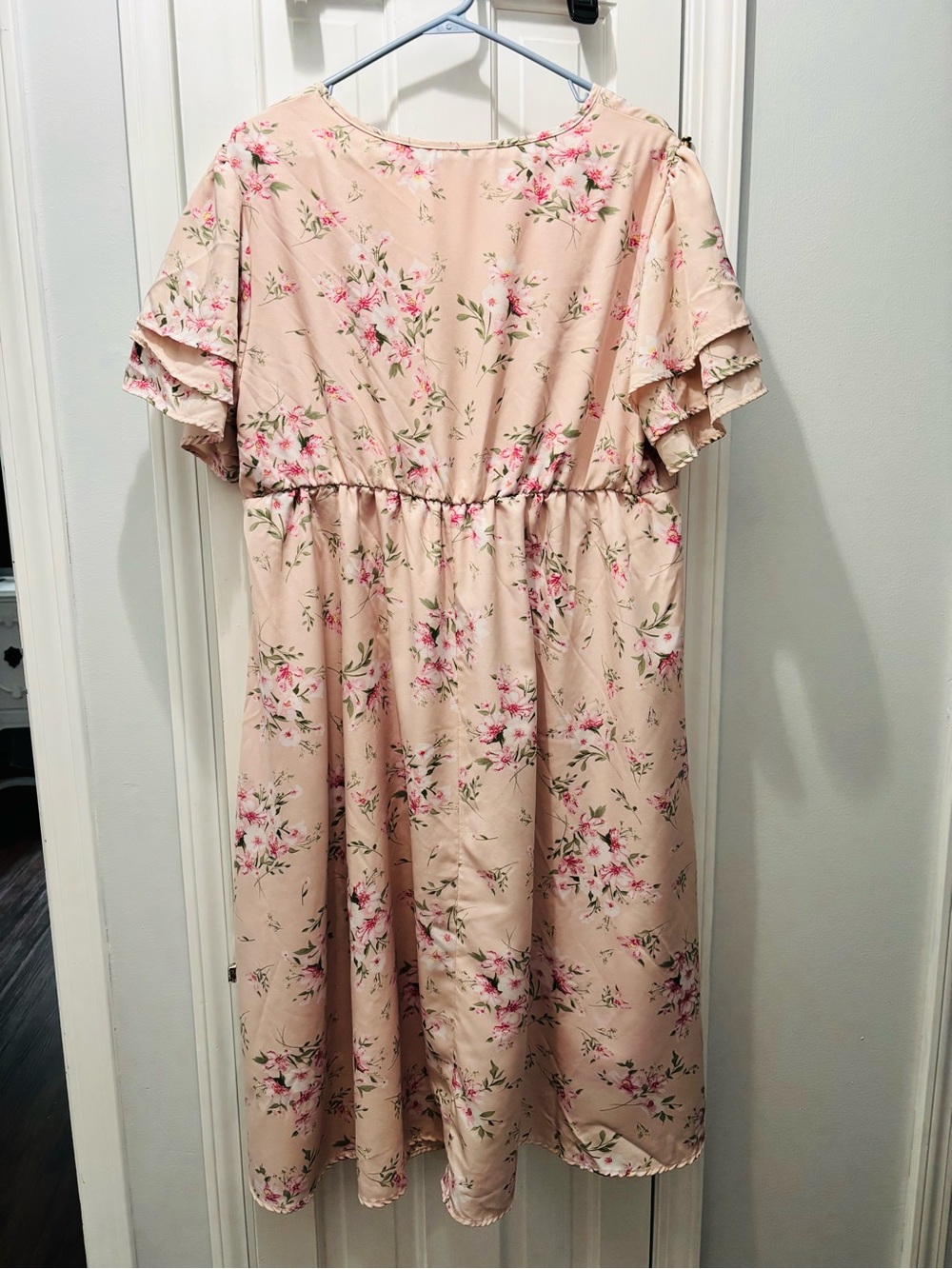 BloomChic Blush Floral Maxi Dress with Pink & Green Accents - Picture 3 of 4